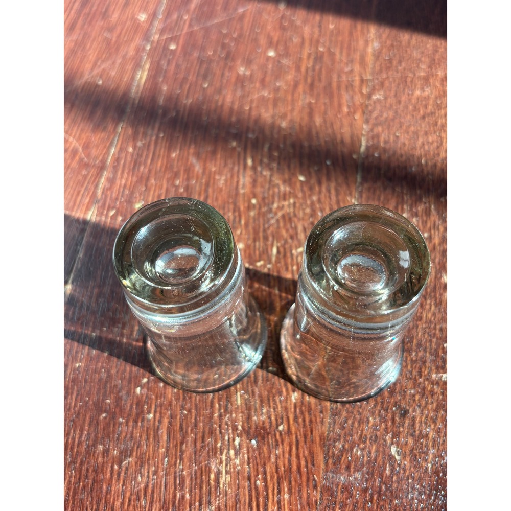 Vintage Heavy Glass Shot Glasses Set of 2 Flared Rim Clear Yellow Tint 2.75in - Picture 4 of 6
